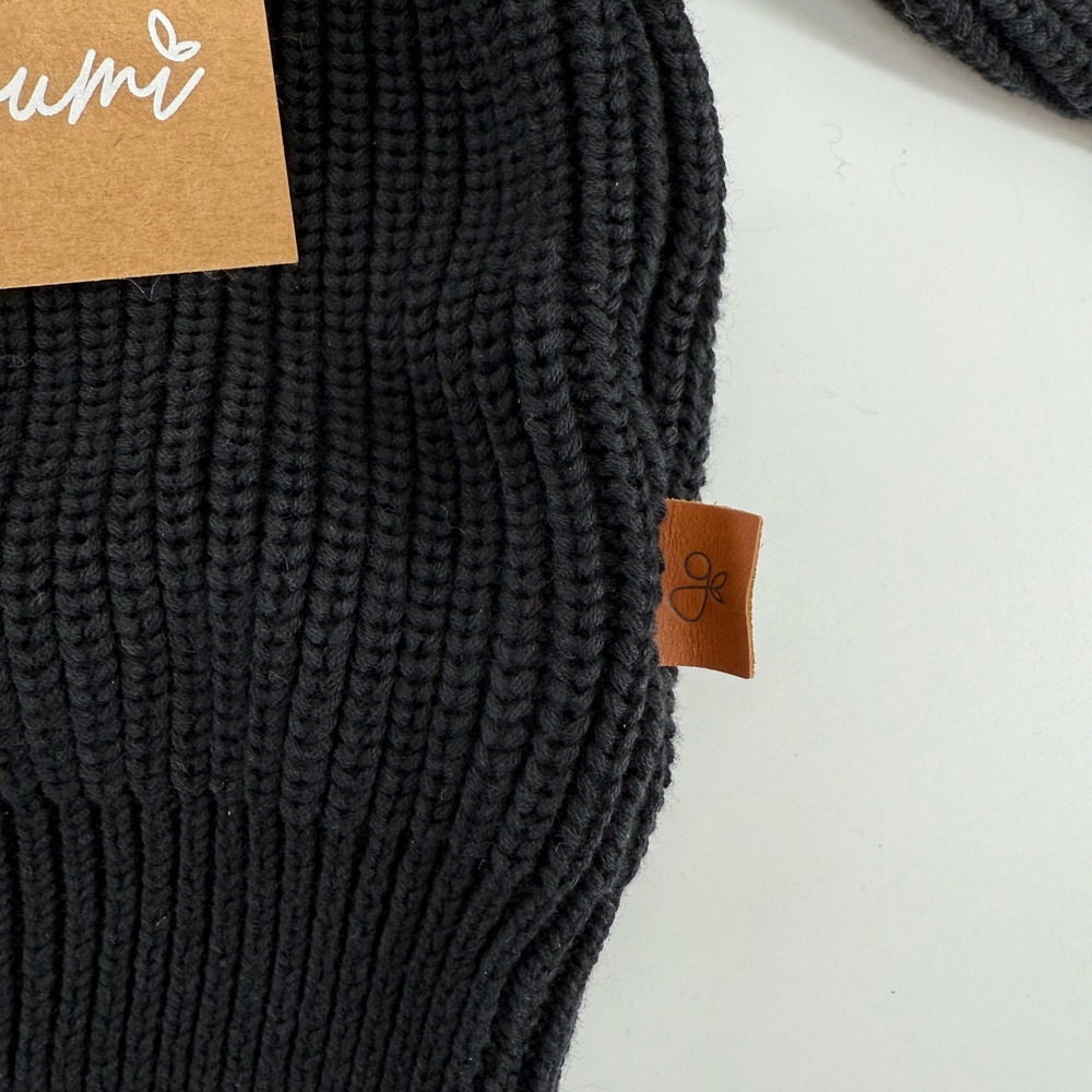 Goumi Kids Black Knit Full Zip Hooded Sweater 6-12 Months - Picture 7 of 8